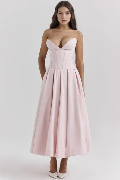 Damen Trägerloses Kleid Mittellang
