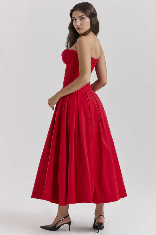 Damen Trägerloses Kleid Mittellang