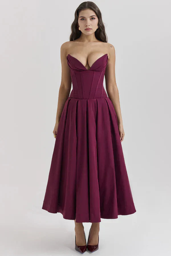 Damen Trägerloses Kleid Mittellang