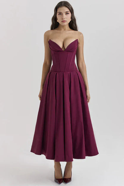 Damen Trägerloses Kleid Mittellang