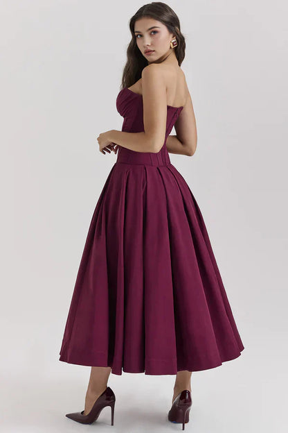 Damen Trägerloses Kleid Mittellang
