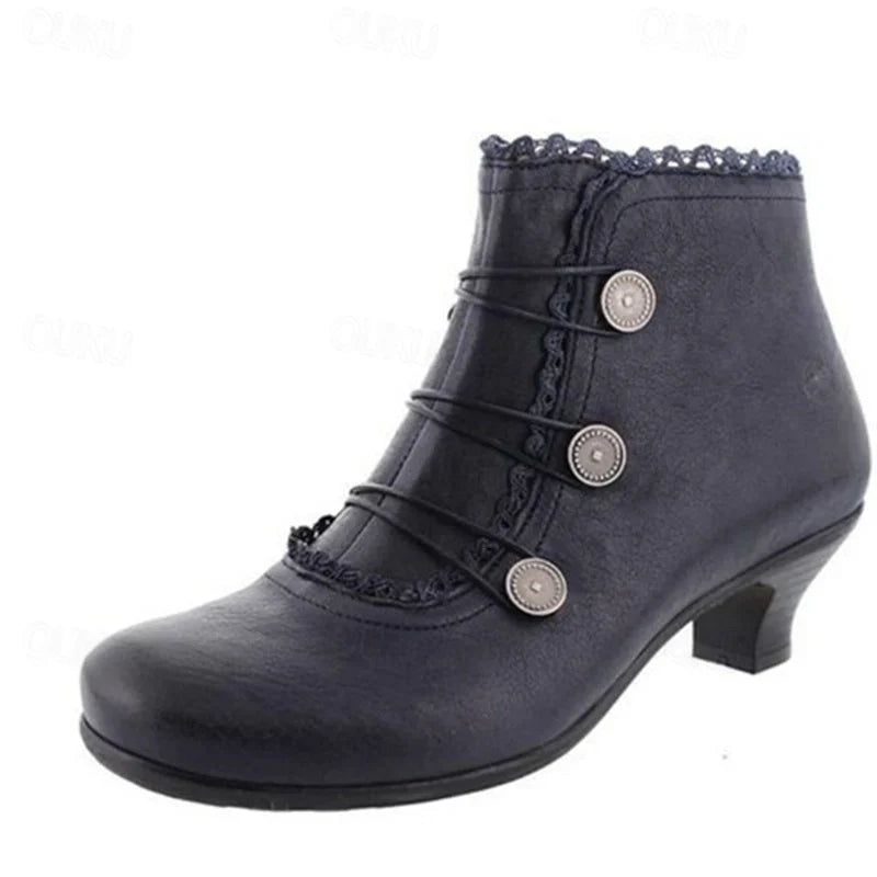Damen Viktorianische Schnür-Stiefeletten Spitzenbesatz