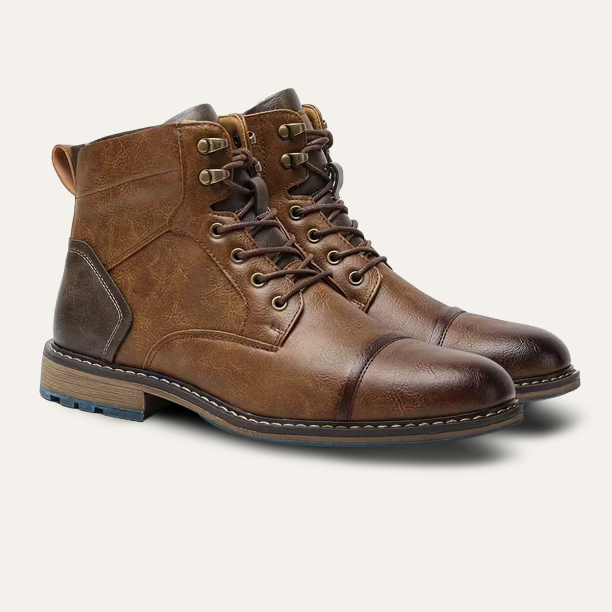 Herren Lederstiefel Vintage Ankle Boots Schwarz - Norvielle