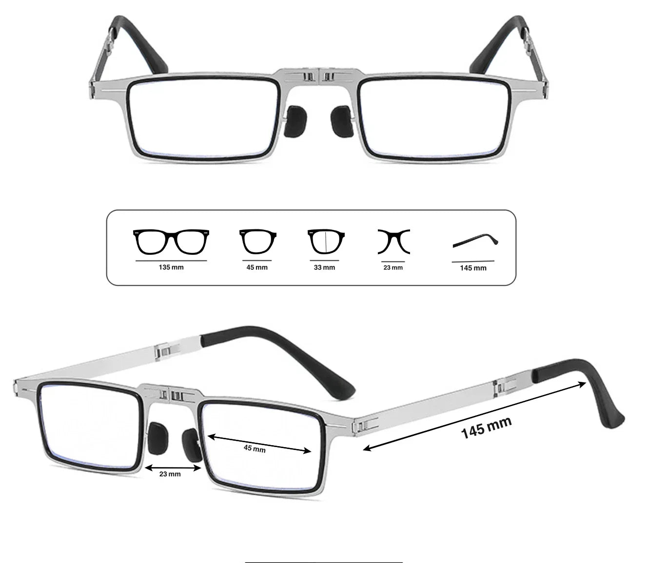 Faltbare Lesebrille Titanrahmen lichtfilter