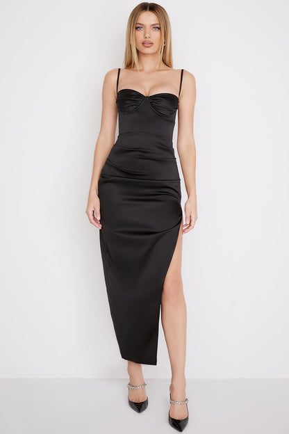 Norvielle Damen Midikleid Plissiertes Korsett