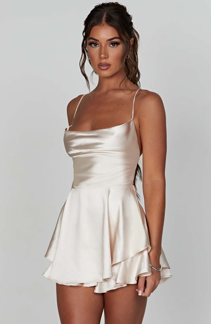 Damen Satin Minikleid Elegant Glänzend