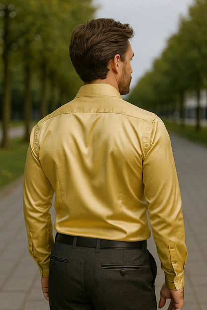 Herren Slim-Fit Langarmhemd aus Satin Elegantes Design