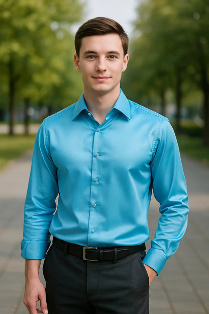 Herren Slim-Fit Langarmhemd aus Satin Elegantes Design