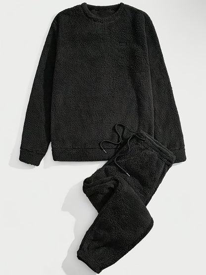 Herren Winterset Warmes Plüsch-Sweatshirt mit Kordhose Komfort