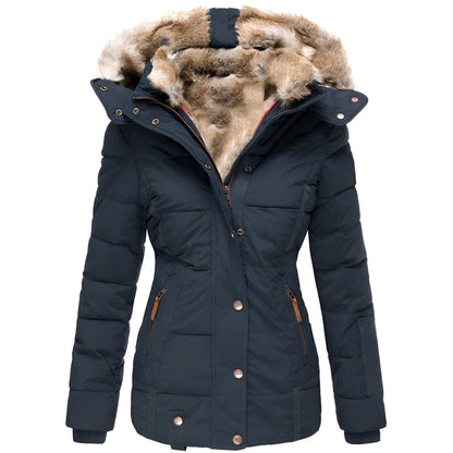 Damen Winterjacke Taillierte Kapuze