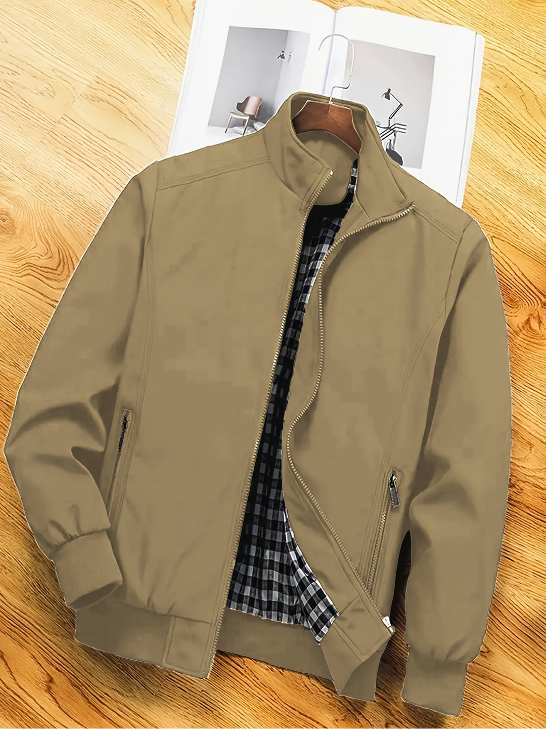 Herren Freizeitjacke Polyester Stehkragen Reißverschluss
