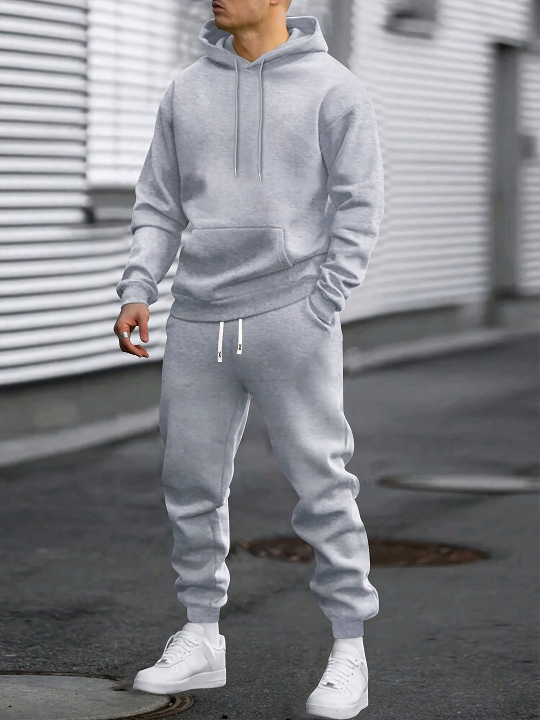 Herren Sportset Atmungsaktive Hoodie Jogginghose Bequem Schwarz - Norvielle