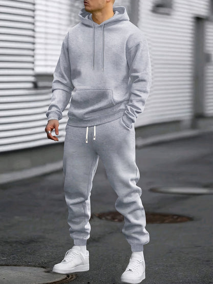 Herren Sportset Atmungsaktive Hoodie Jogginghose Bequem Schwarz - Norvielle