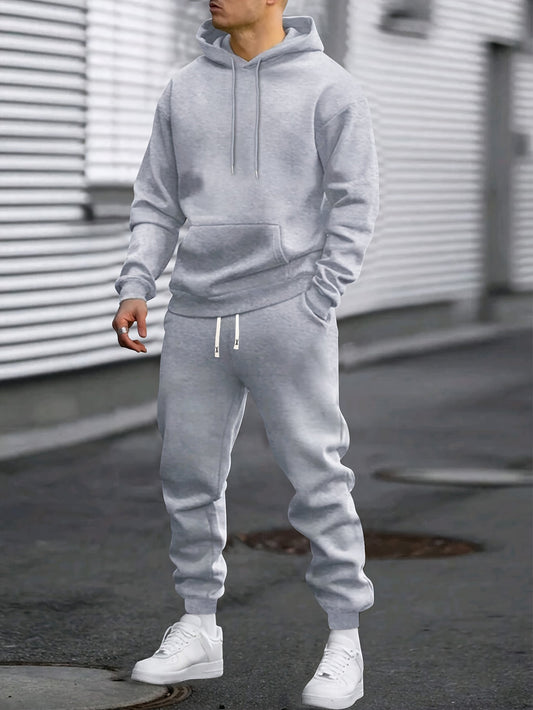 Herren Sportset Atmungsaktive Hoodie Jogginghose Bequem Schwarz - Norvielle