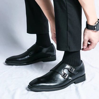 Herren Leder Monkstrap Schuhe Komfort Elegant