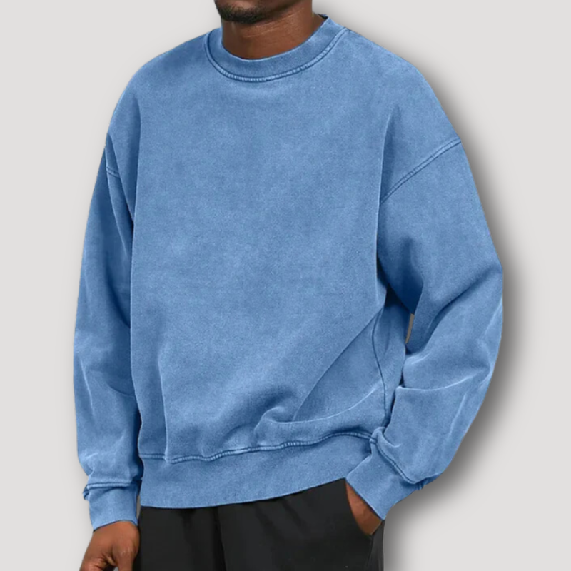 Herren Pullover Relaxed Fit Rundhals Langarm Vintage Look wird