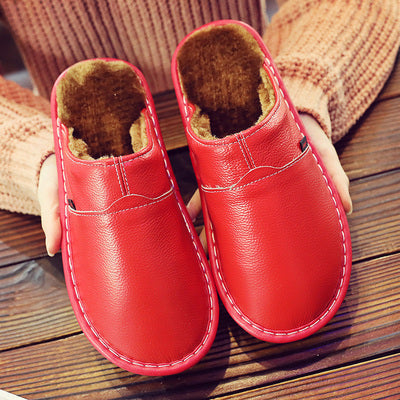 Leder Hausschuhe Damen Bequem Warm Wasserdicht