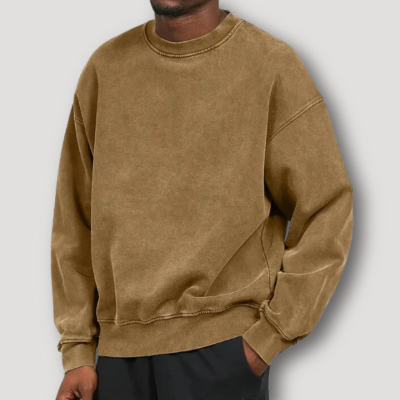 Herren Pullover Relaxed Fit Rundhals Langarm Vintage Look wird