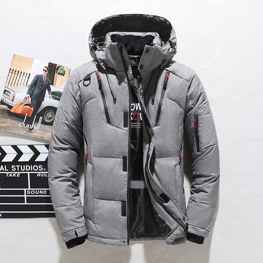 Herren Skijacke Warm Kapuze Winterjacke Schwarz - Norvielle