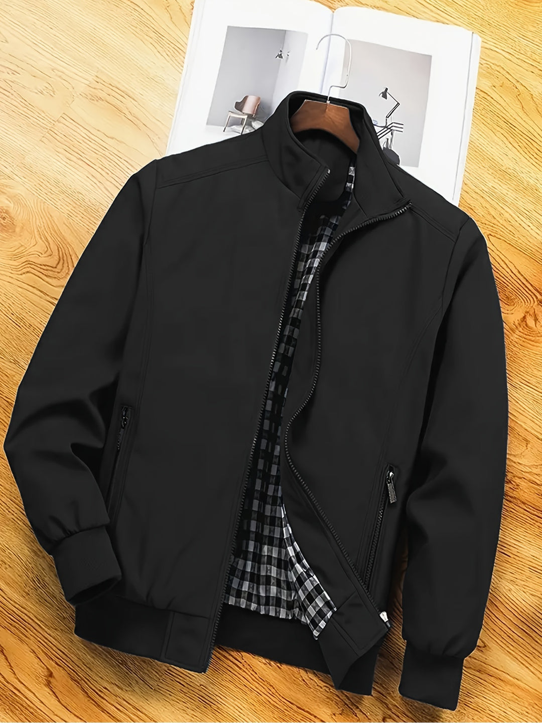 Herren Freizeitjacke Polyester Stehkragen Reißverschluss