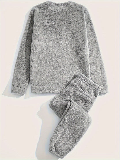 Herren Winterset Warmes Plüsch-Sweatshirt mit Kordhose Komfort