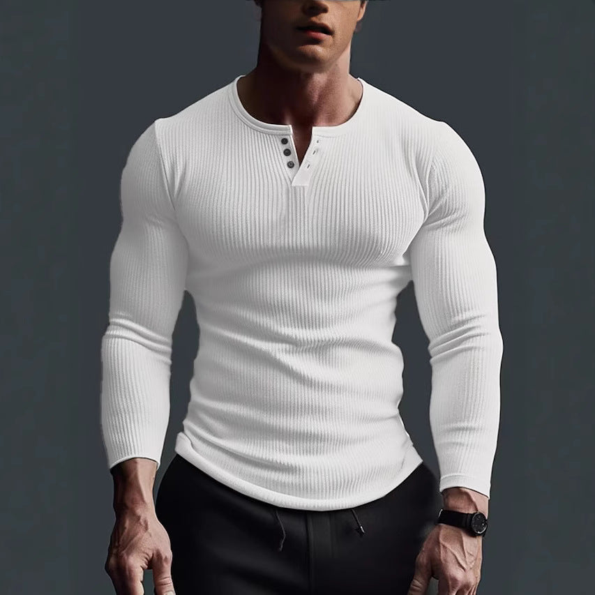 Herren Henley-Shirt Stretch elastisch Halbknopf - Norvielle