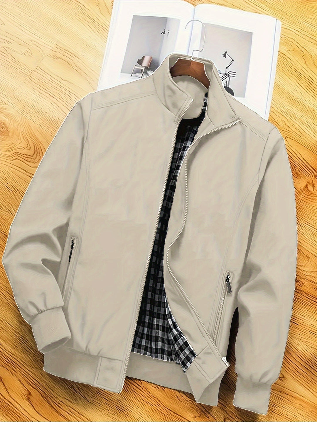 Herren Freizeitjacke Polyester Stehkragen Reißverschluss