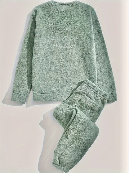Herren Winterset Warmes Plüsch-Sweatshirt mit Kordhose Komfort