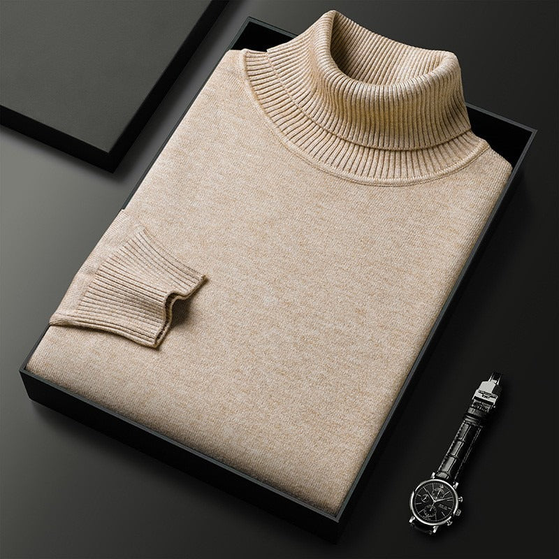 Herren Pullover Rollkragen Weich Feinstrick