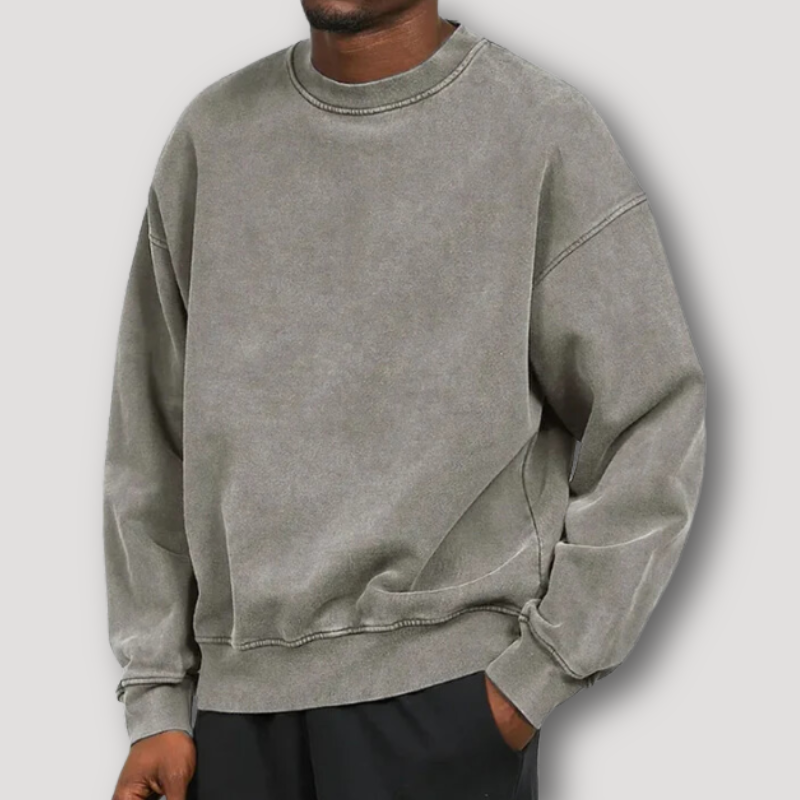 Herren Pullover Relaxed Fit Rundhals Langarm Vintage Look wird