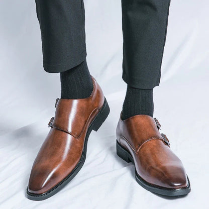 Herren Leder Monkstrap Schuhe Classic