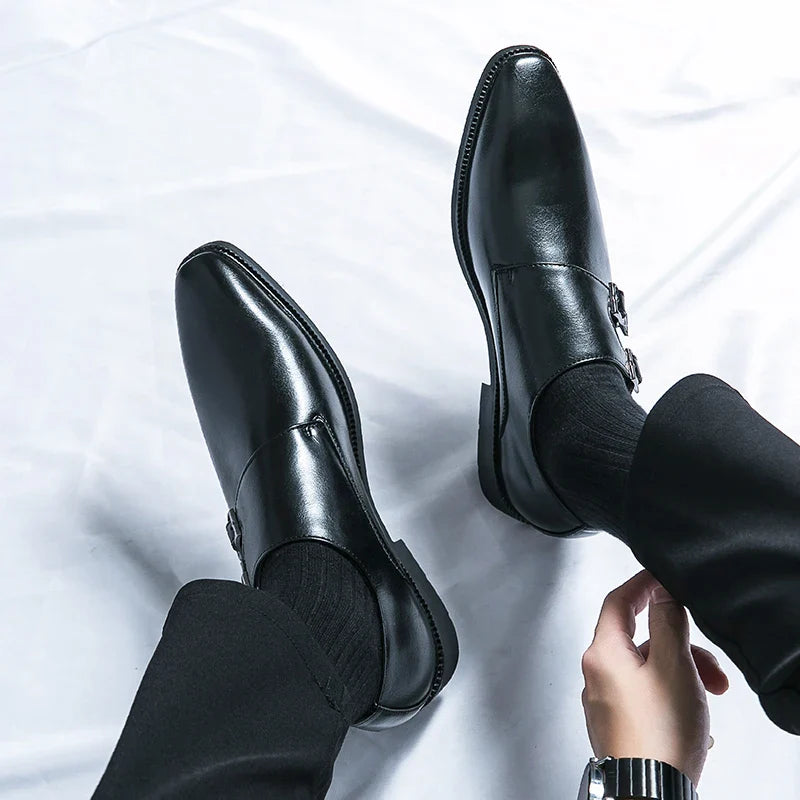 Herren Leder Monkstrap Schuhe Komfort Elegant