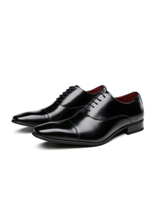 Herren Schnürschuhe Echtes Leder Klassisch Schwarz - Norvielle