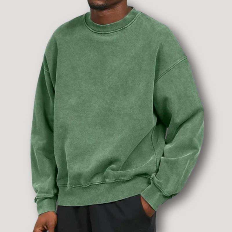 Herren Pullover Relaxed Fit Rundhals Langarm Vintage Look wird