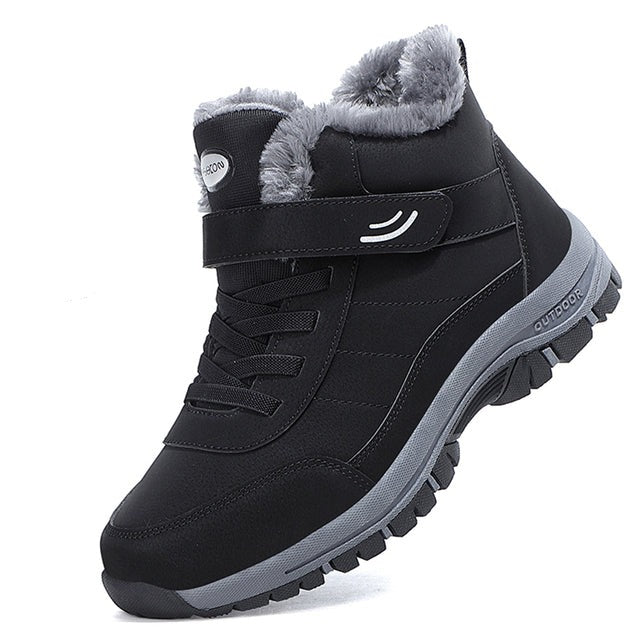 Herren Winterstiefel Gepolstert Warm Profilsohle Schwarz - Norvielle