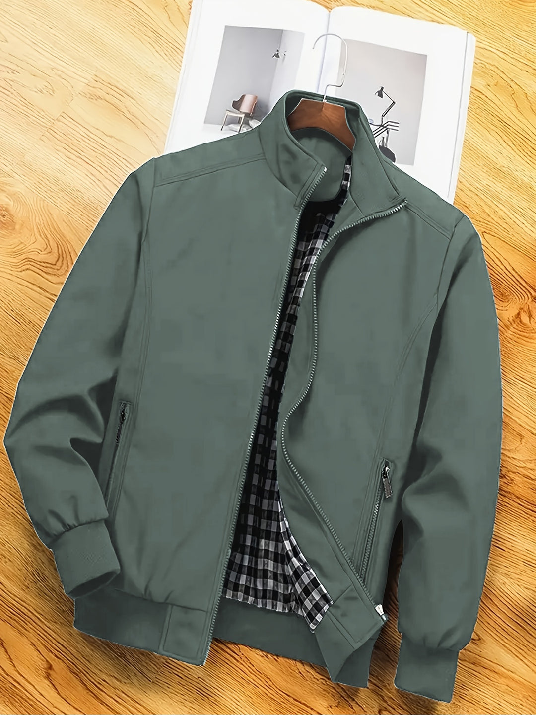 Herren Freizeitjacke Polyester Stehkragen Reißverschluss