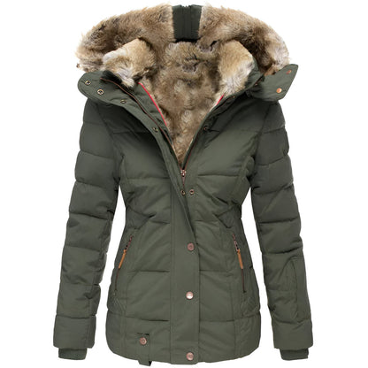 Damen Winterjacke Taillierte Kapuze