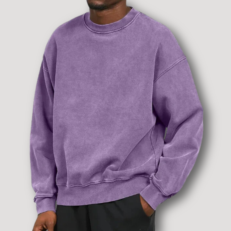 Herren Pullover Relaxed Fit Rundhals Langarm Vintage Look wird