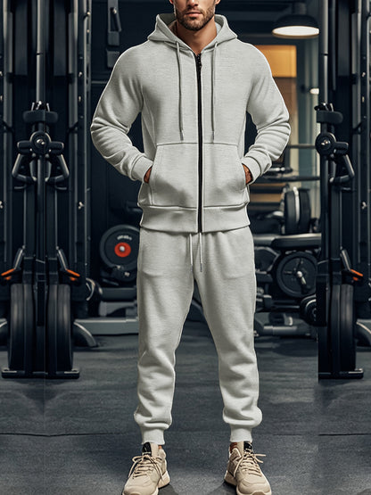 Herren Sportset Jogginghose Hoodie Bequem Schwarz - Norvielle