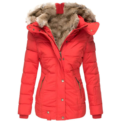 Damen Winterjacke Taillierte Kapuze