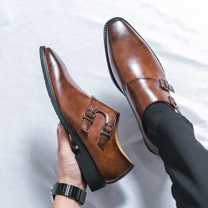 Herren Leder Monkstrap Schuhe Classic