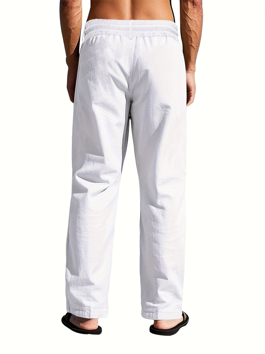 Herren Leinenhose Atmungsaktiv Mit Knopfverschluss Sommer Beige