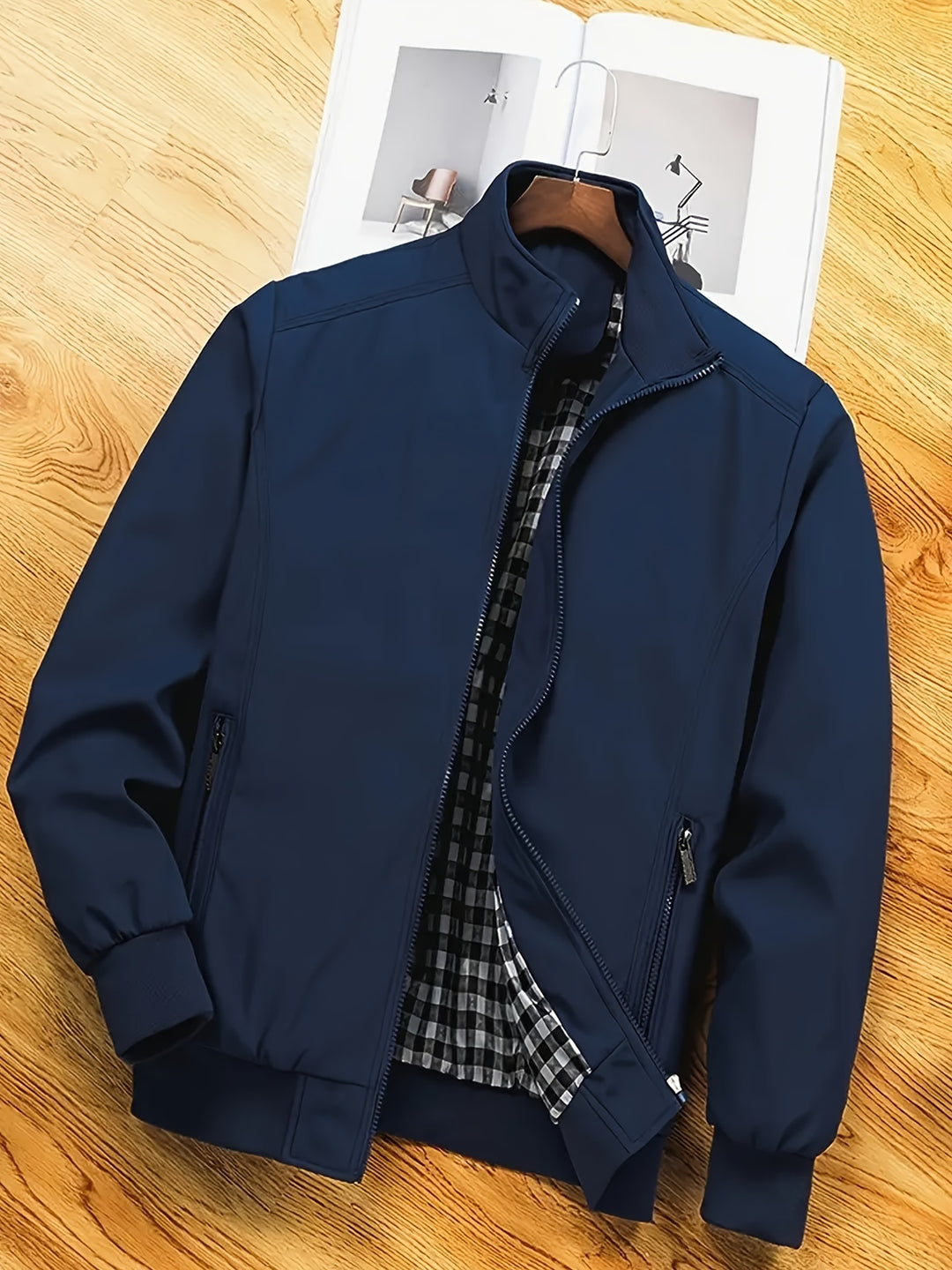 Herren Freizeitjacke Polyester Stehkragen Reißverschluss