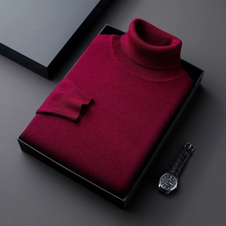 Herren Pullover Rollkragen Weich Feinstrick
