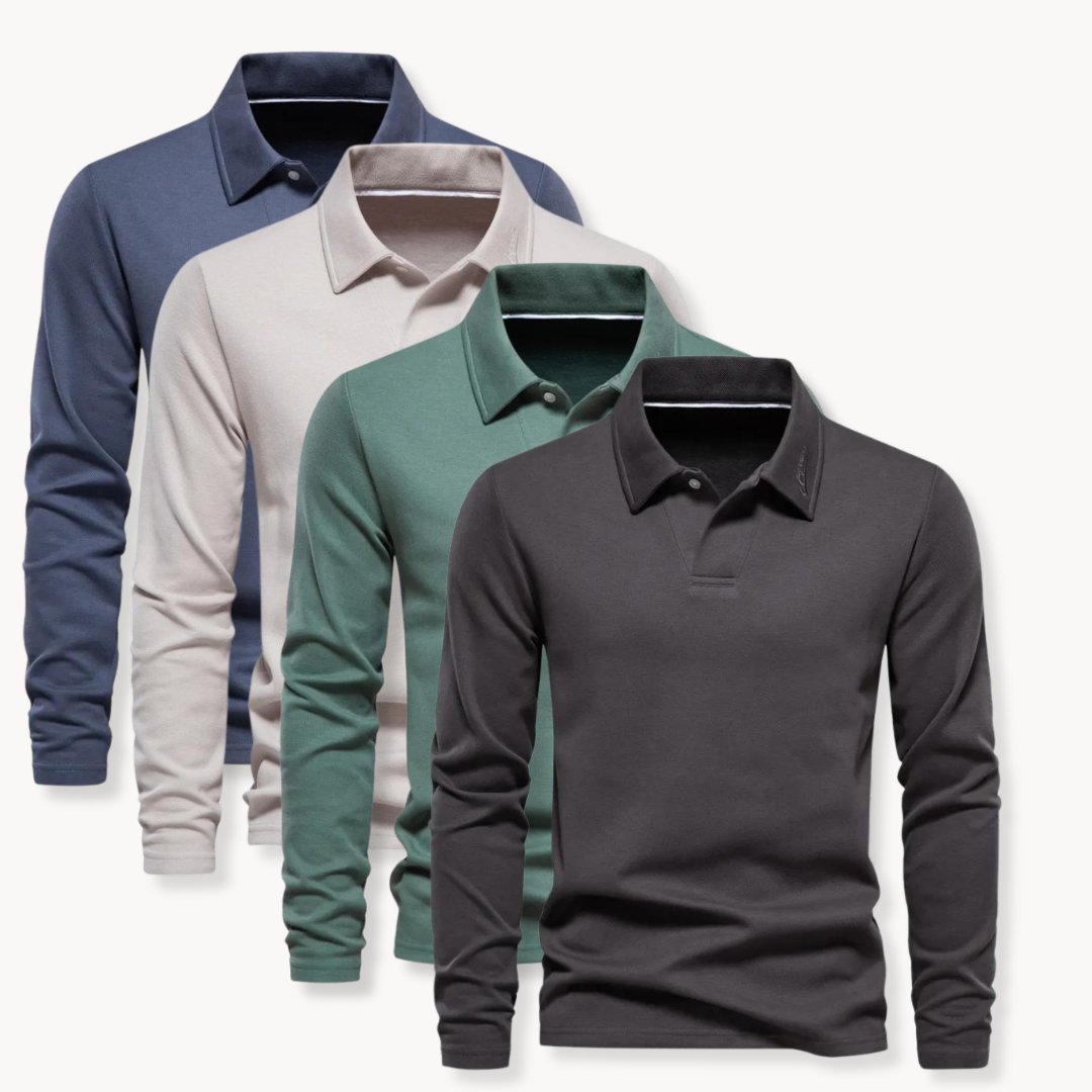 Herren Langarm Polo Komfortabel Elegantes Design