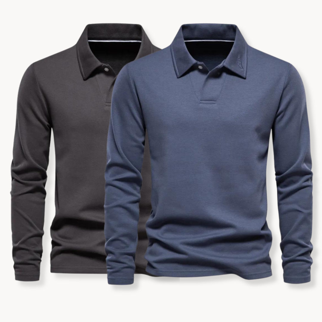 Herren Langarm Polo Komfortabel Elegantes Design
