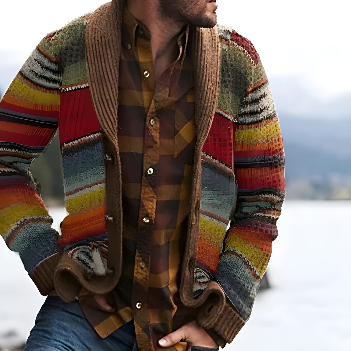 Herren Strickpullover Gestreift Modern