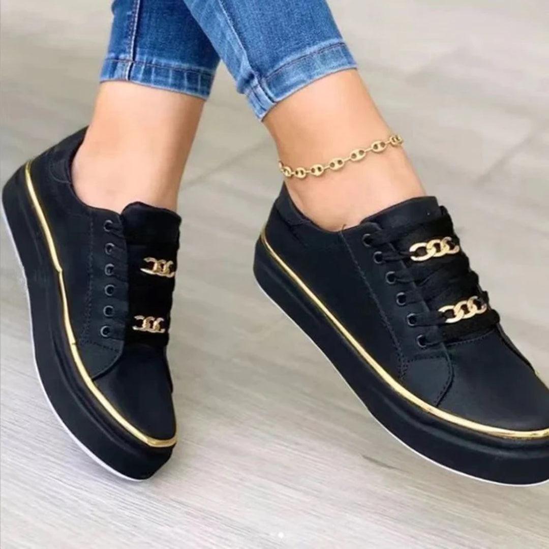 Damen Sneaker Goldakzent Schwarz - Norvielle