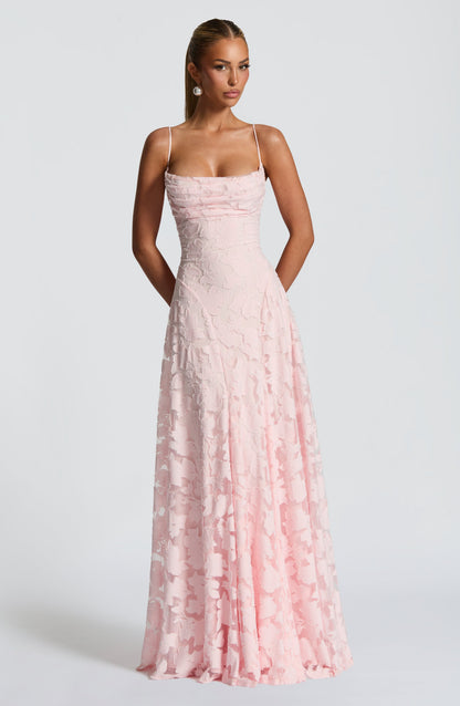 Damen Maxikleid Blumenmuster Baumwolle Lang