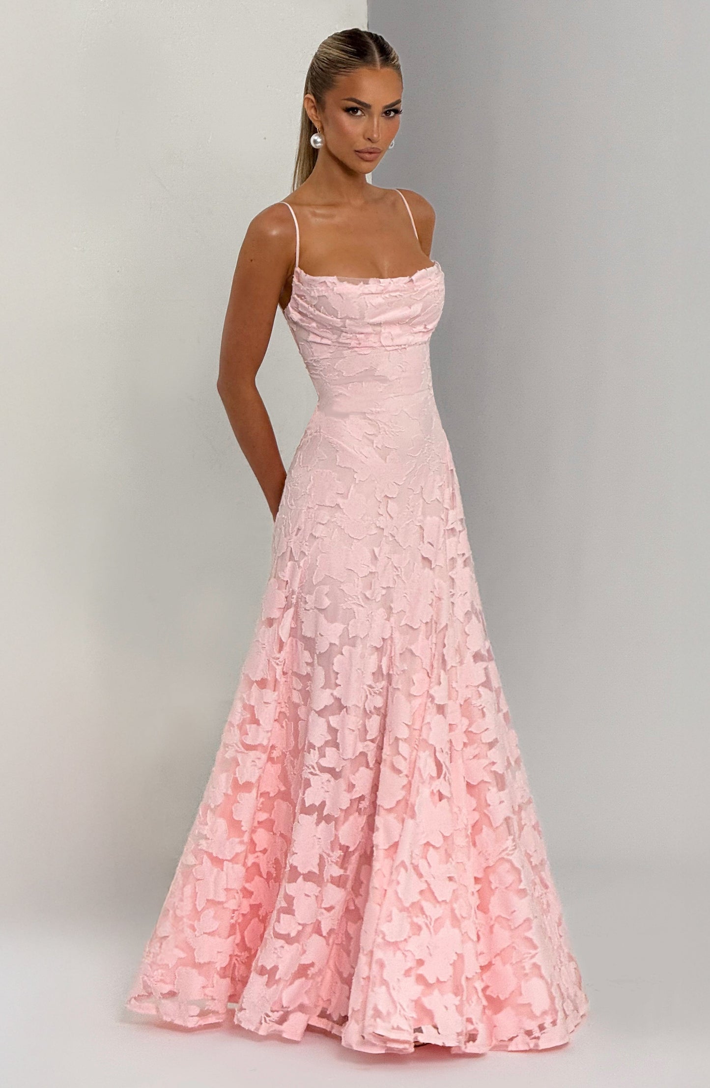 Damen Maxikleid Blumenmuster Baumwolle Lang